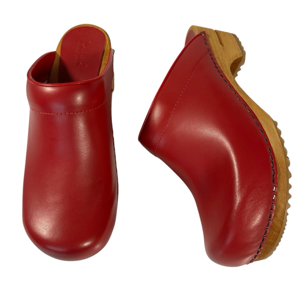 Sanita Lotte Red Wooden Clogs Size 41
